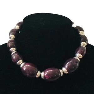 Trifari Caprice Graduated Plum Purple Beaded Collar Necklace 1960s Original Tag